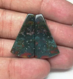Natural Blood Stone Cabochon Pair Fancy Shape 28.00 ct Loose Gemstone H 9242 - Picture 1 of 5