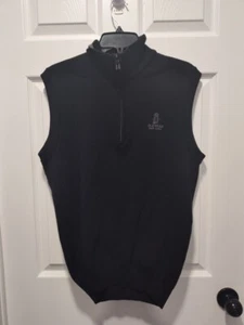 GALVIN GREEN Waistcoat Men's MEDIUM Pullover Wool Blend Half Zip Knit Black - Picture 1 of 9