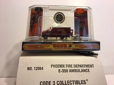 12064 Code 3 Phoenix Fire Dept E-350 Ambulance Never Out Of It’s Pckg, New - Image 1 of 4