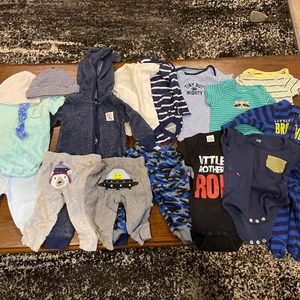 Infant Baby Boy Carters Mutlibrands Clothes Bodysuits Pjs Lot NB To 3M 1181 - Picture 1 of 12