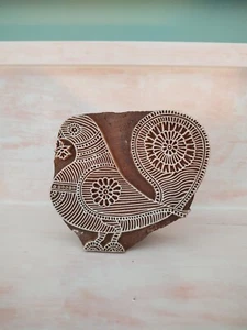 Wood Block Paisley Bird Hand Carved Printing Block Textile Stamp India - Picture 1 of 4
