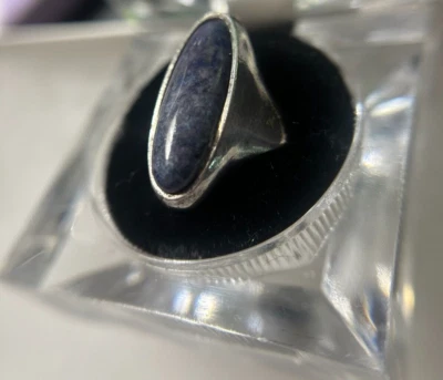 ANEL DE PEDRA PRECIOSA SODALITA SEMIPRECIOSA PRATA ESTERLINA TAMANHO 6 - NOVO - Imagem 1 de 4