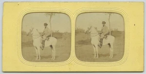 Stéréo contre la lumière circa 1860 Eugène Lamy. Cavalier. Caricaturiste Cham ? - Picture 1 of 2