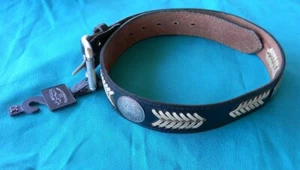 NWT RG BULLCO SILVER CONCHOS HAND LACED 1 1/2" BLACK LEATHER MEN'S BELT 30 USA - Picture 1 of 6