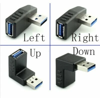 USB 3.0 Male to Female Angled Adaptors 90 270 Degree L Shaped UP DOWN LEFT RIGHT - Image 1 of 4