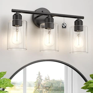 Bathroom Vanity Light Fixtures Matte Black Bathroom Lighting Fixture, 3 Lights B - Picture 1 of 12