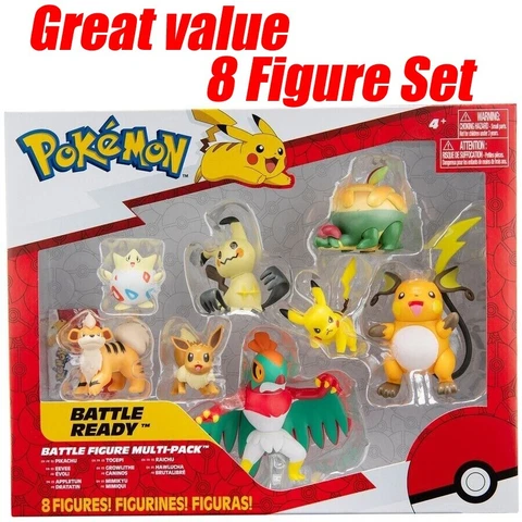 Pokemon Battle Ready 8 Figure Pack Squirtle Hawlucha Pikachu New Toy Gift 4+ Cover