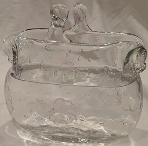 Runolig Glas Vase Fischschale Handtaschenform, Handarbeit Pfirsichblüten Deko/Hochzeit - Bild 1 von 2