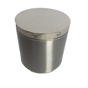 Restoration Hardware Rivet Canister 4 3/4 in Tall Brushed Polished Lidded Jar - Picture 1 of 8