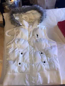 U.S. Polo Assn White    Sleeveless Puffer Vest Size Large Embroidered Pony - Picture 1 of 7