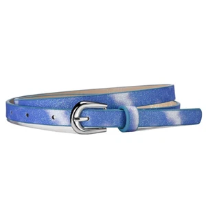 Kid Child Pin Buckle Skinny Sparkling Sequin Faux Leather Narrow Slim Dress Belt - Picture 1 of 10