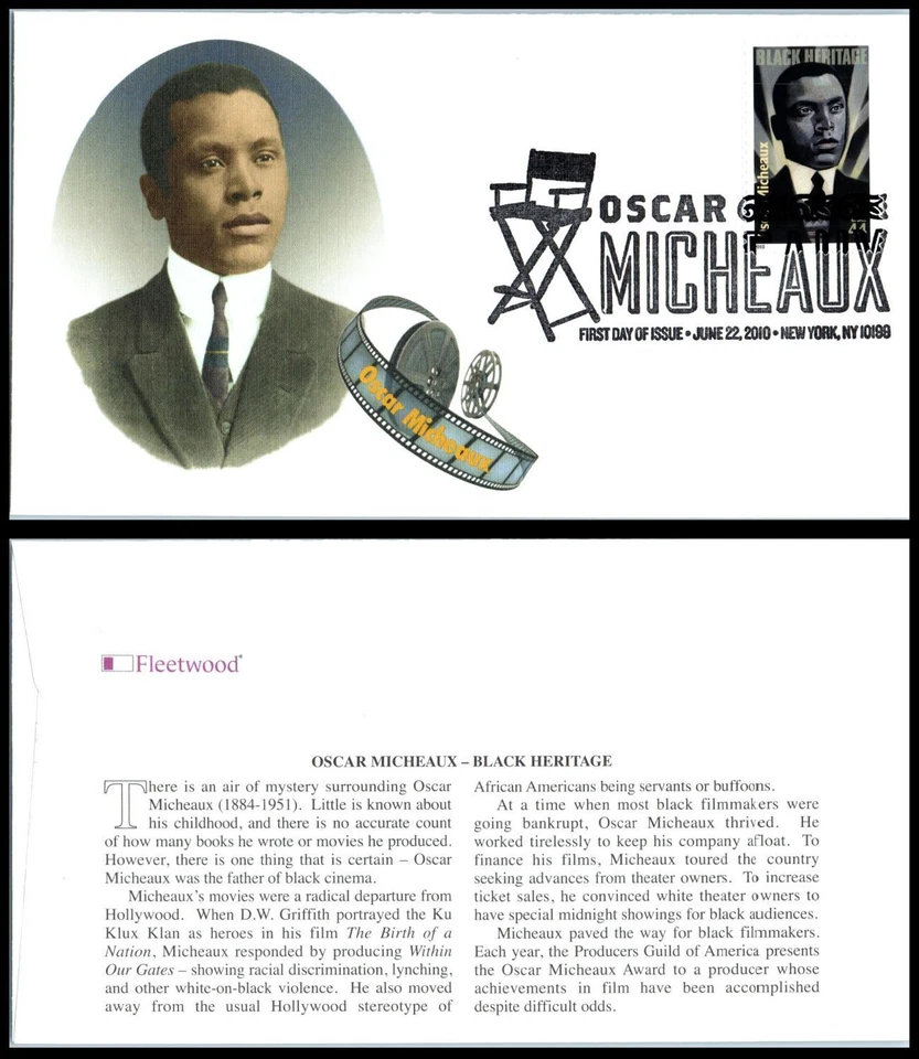 2010 Oscar Micheaux film director Sc 4464 44c FDC with Fleetwood cachet - Image 1 of 1