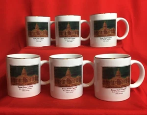 Sechs Set Texas State Capital historische Architektur Keramik Tassen Neu/Vintage - Bild 1 von 12