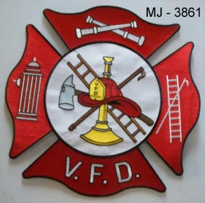 Volunteer Fire Department Embroidered Back Patch - Picture 1 of 3
