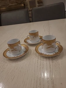 Hebron China Coffee Set Of 3 With Plates - Picture 1 of 11