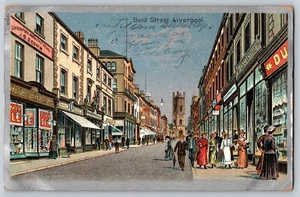 1907 Fett Straße Liverpool Postkarte - Versand nach CT - 1d rote Briefmarke & Kirchenansicht - Bild 1 von 2