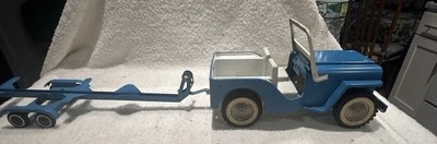 Tonka Toys No. 516 Jeep Runabout Blue Jeep, Trailer - Image 1 of 4