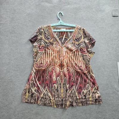 Blusa Oneworld Mujer 2X Multicolor Paisley Lentejuelas Festival Hada Cuello en V Foto 1 de 4