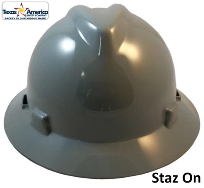 MSA V-Gard Full Brim Hard Hats with Staz-ON Suspensions - Gray - Image 1 of 4