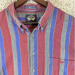 Vintage Dockers Striped Flannel Button Up Long Sleeve Shirt Mens XXL Korean Made - Picture 1 of 9