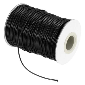 Waxed Cord 1.5mm Waxed Thread 87 Yard Wax String Leather Cord (Black) - Picture 1 of 7