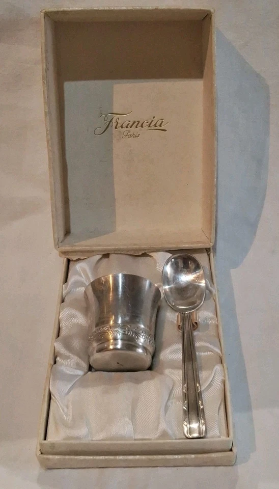 Ancien coquetier métal argenté époque 1930 poinçon orfèvre WG Made In France - Photo 1/4