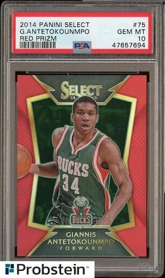 2014-15 Panini Select Red Prizm #75 Giannis Antetokounmpo Bucks /149 PSA 10 - Image 1 of 2