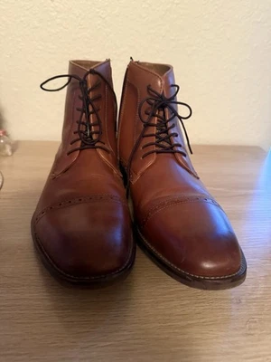 Kenneth Cole Reaction 男式 Kevin 系带靴棕色皮革 11 码中号 — 第 1/4 张图片