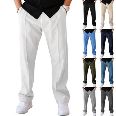 Mens Elasticated Jogging Joggers Bottom Loose Fit Fleece Open Hem Fleece Trouser - Image 1 of 4