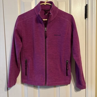 Marmot Full-Zip Fleece Jacket Youth Girls Size Med Long Sleeve Pockets Mulberry - Image 1 of 4