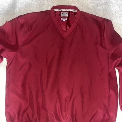 Callaway Pullover Sweater Quarter Vneck Men's LARGE Red Maroon  Long Sleeve - Image 1 of 3
