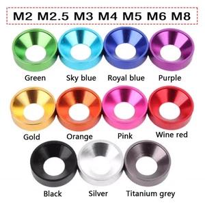 M2 M2.5 M3 M4 M5-M8 Aluminum Alloy Anodized Countersunk Head Bolt Washers Gasket - Picture 1 of 9