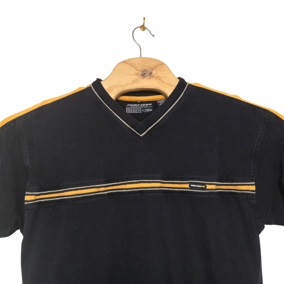 Camisa De Colección Y2K Point Zero Para Hombre Talla Mediana Azul Marino Rayas Patinador Grunge Hip Hop Foto 1 de 4