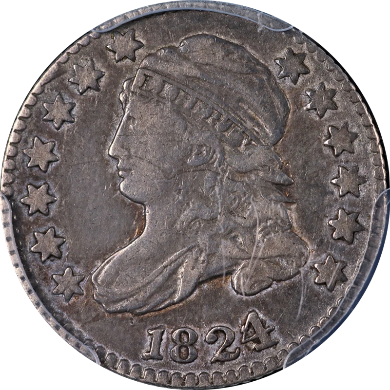 Moneda de diez centavos busto 1824/2 graduación profesional VF25 excelente atractivo visual buen golpe Foto 1 de 4