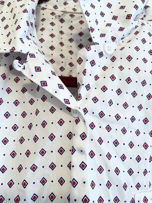 Camisa Manga Corta Vintage Años 50 Cuello Lazo Patrón Diamante S/M Rockabilly EE. UU. Foto 1 de 4