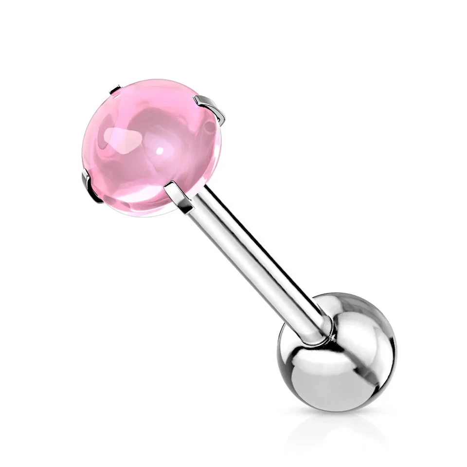 Piercing Lingua Zirconio Cabochon Rosa - Immagine 1 di 1
