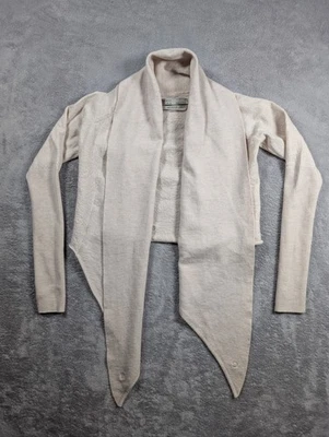 Cárdigan de lana merino AllSaints para mujer talla 4 pequeño beige frente abierto tejido suave Foto 1 de 4
