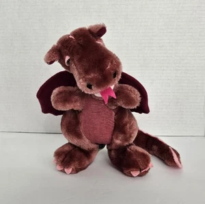 Peluche Dakin Dragón Granate Alas Borgoña De Colección Años 80 Peluche 1983 9" - Imagen 1 de 12