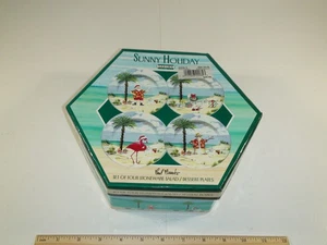 Sakura Sunny Holiday Tropical Christmas Plates - Boxed Lot of 4 by Paul Brent - Picture 1 of 11