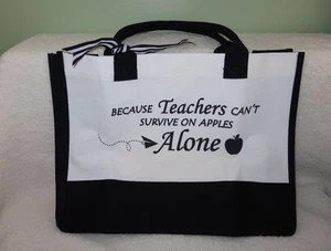 Canvas Tote Bag for Women "Because Teachers Can't Survive on Apples Alone" - Picture 1 of 2