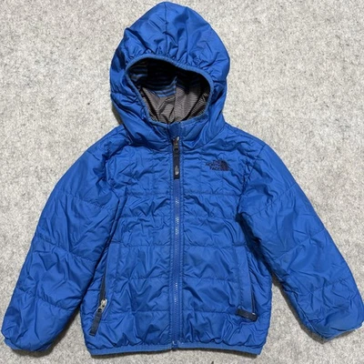 North Face куртка ребенка ясельного возраста 3T синий двусторонний Perrito с капюшоном пуховик пальто - Изображение 1 из 4