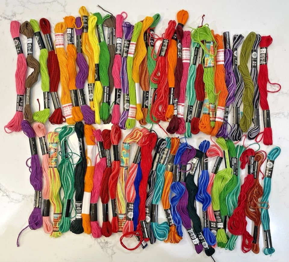 Lot Of 58 Multi Colors Cross Stitch Floss Cotton Thread Embroidery Sewing Skeins - Image 1 of 4