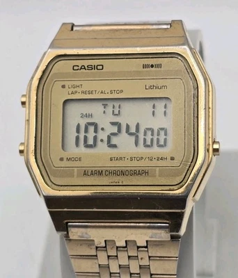 CASIO ALARM CHRONOGRAPH A153G (595) GOLD TONE JAPAN MEN'S WATCH WORKS AS IS  - Image 1 of 4