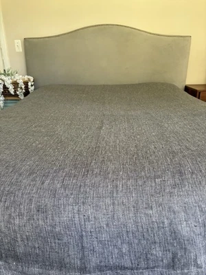 John Robshaw 100% 亚麻女王被套黑色白色编织钻石设计罕见 — 第 1/4 张图片