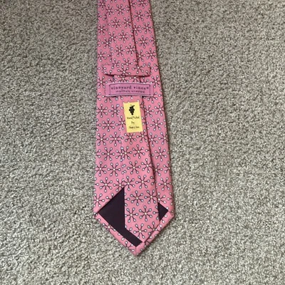 Vinyard Vines Neck Tie 100% Silk Pink Tennis Raquets Balls - Image 1 of 3