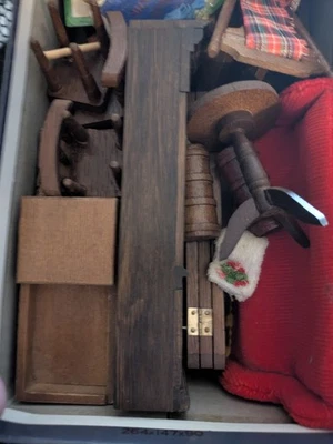 Vintage Doll Furniture Various Pieces 2 Shoe Boxes Full - Image 1 of 4