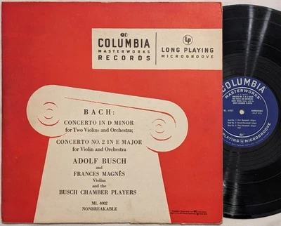 Columbia ML 4002 lp Bach VIOLIN CONCERTOS Frances Magnes ADOLF BUSCH mono ED1 Foto 1 de 4