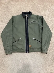 Vintage Carhartt Army Green Sherpa Lined Detroit Jacket Size Medium J297 ARG - Bild 1 von 8