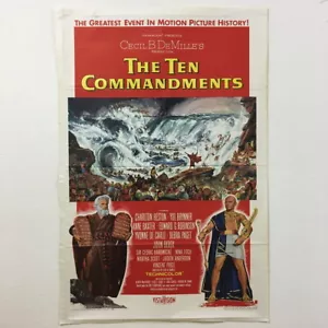 The TEN COMMANDMENTS 1956 Original U.S 1sh Movie poster Heston Brynner - Picture 1 of 10