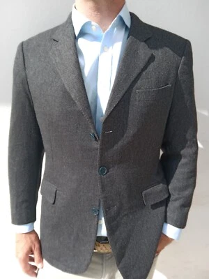 Eddy Monetti Mens 15% Cashmere Jacket Size 38 UK Vintage Herringbone RRP £550 - Image 1 of 4